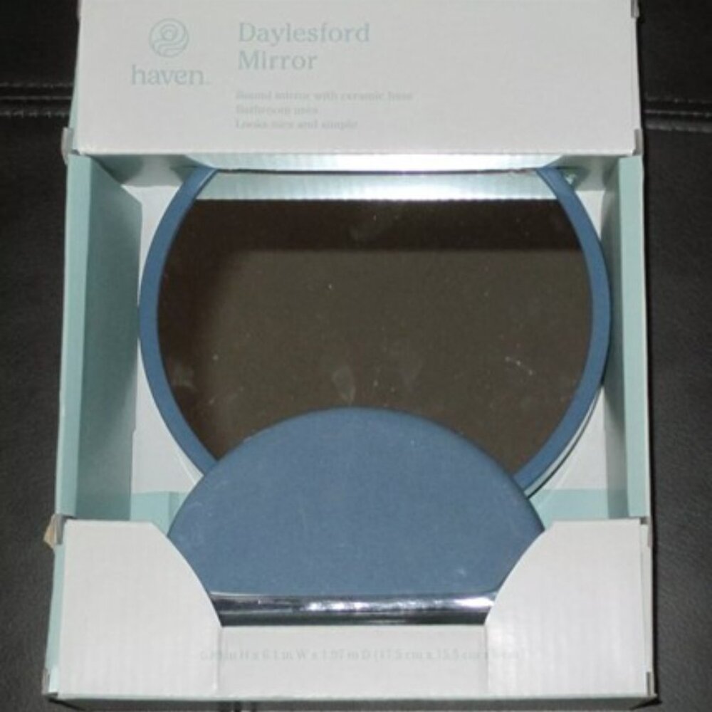 Haven Daylesford Blue Ceramic Base Double Sided Mirror NEW